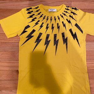 Neil Barrett Kids XL Yellow Lightning Tee Shirt